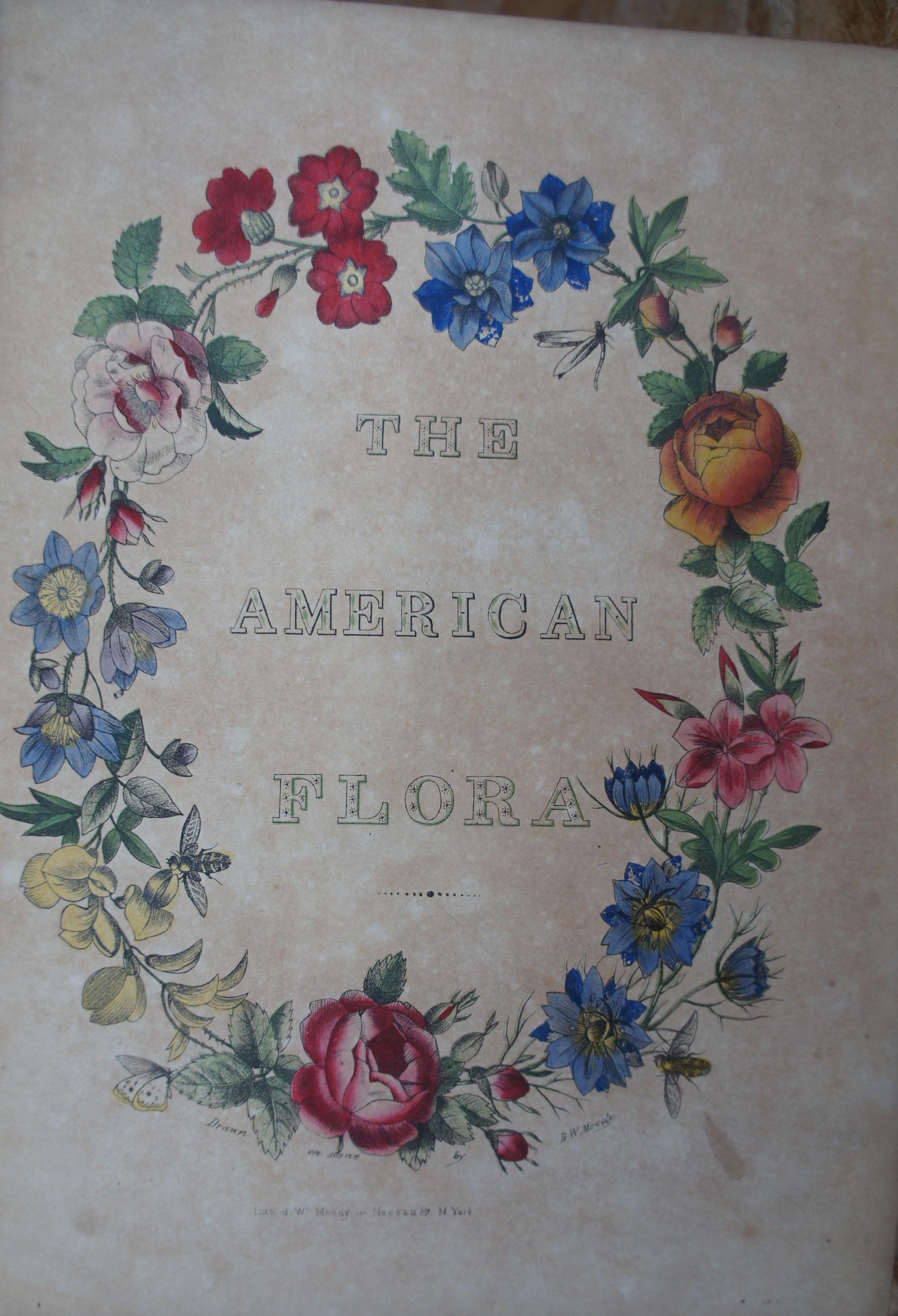 Mid-19th Century 1847 American Flora or History of Plants and Wild Flowers by A.B. Strong Book