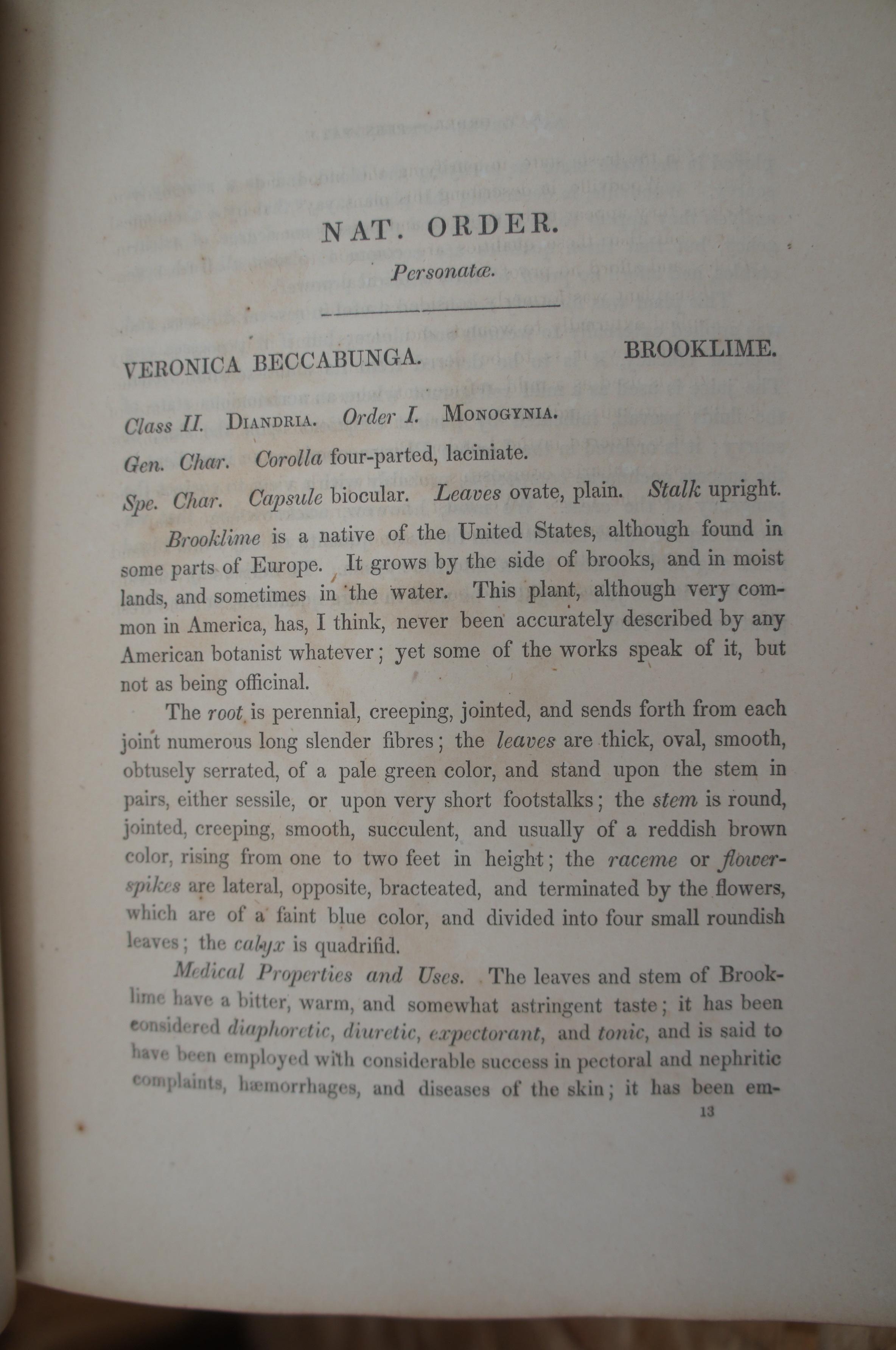 1847 American Flora or History of Plants and Wild Flowers by A.B. Strong Book 1