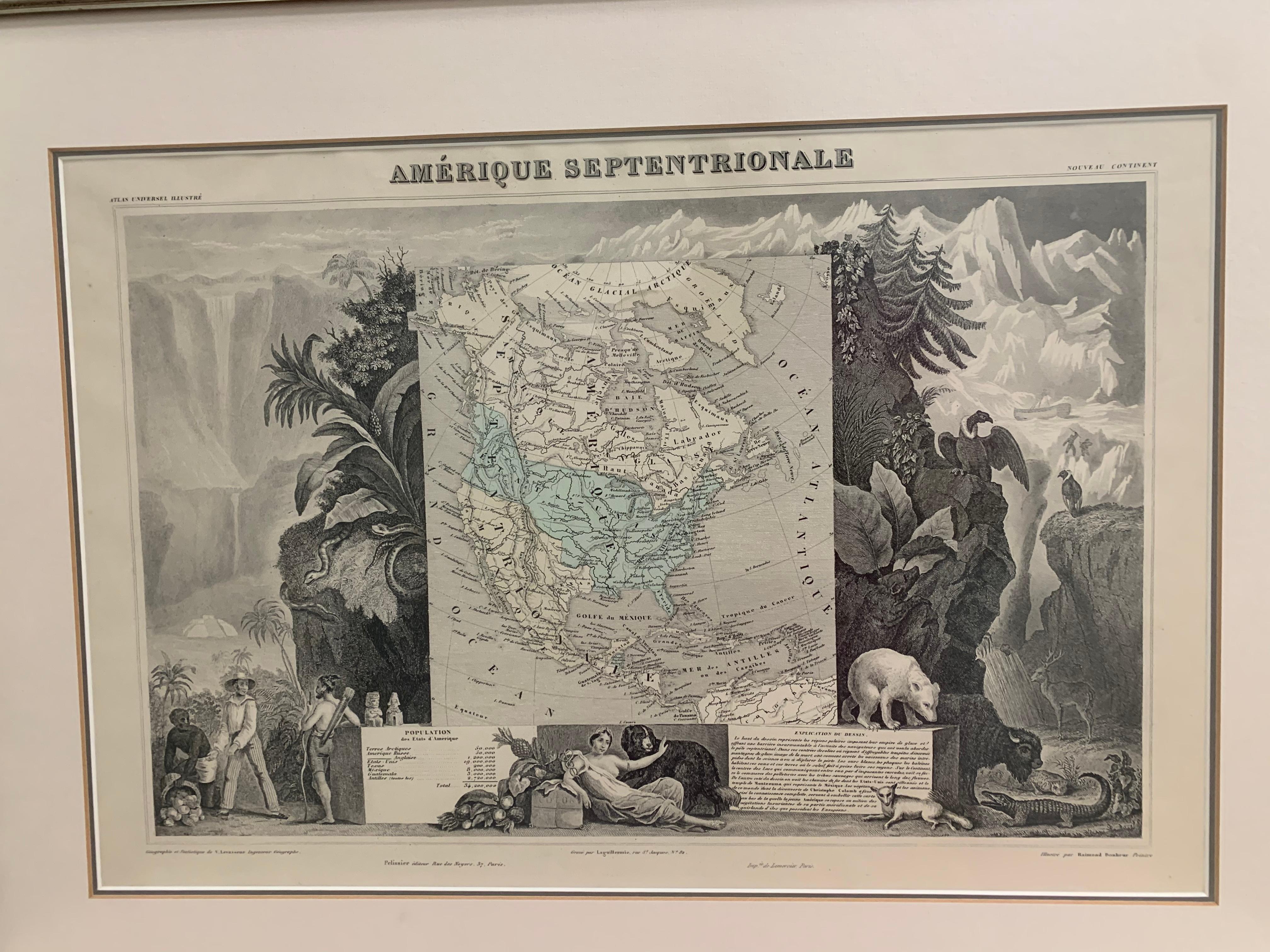 1847 Amerique Septentrionale Framed Map For Sale 3