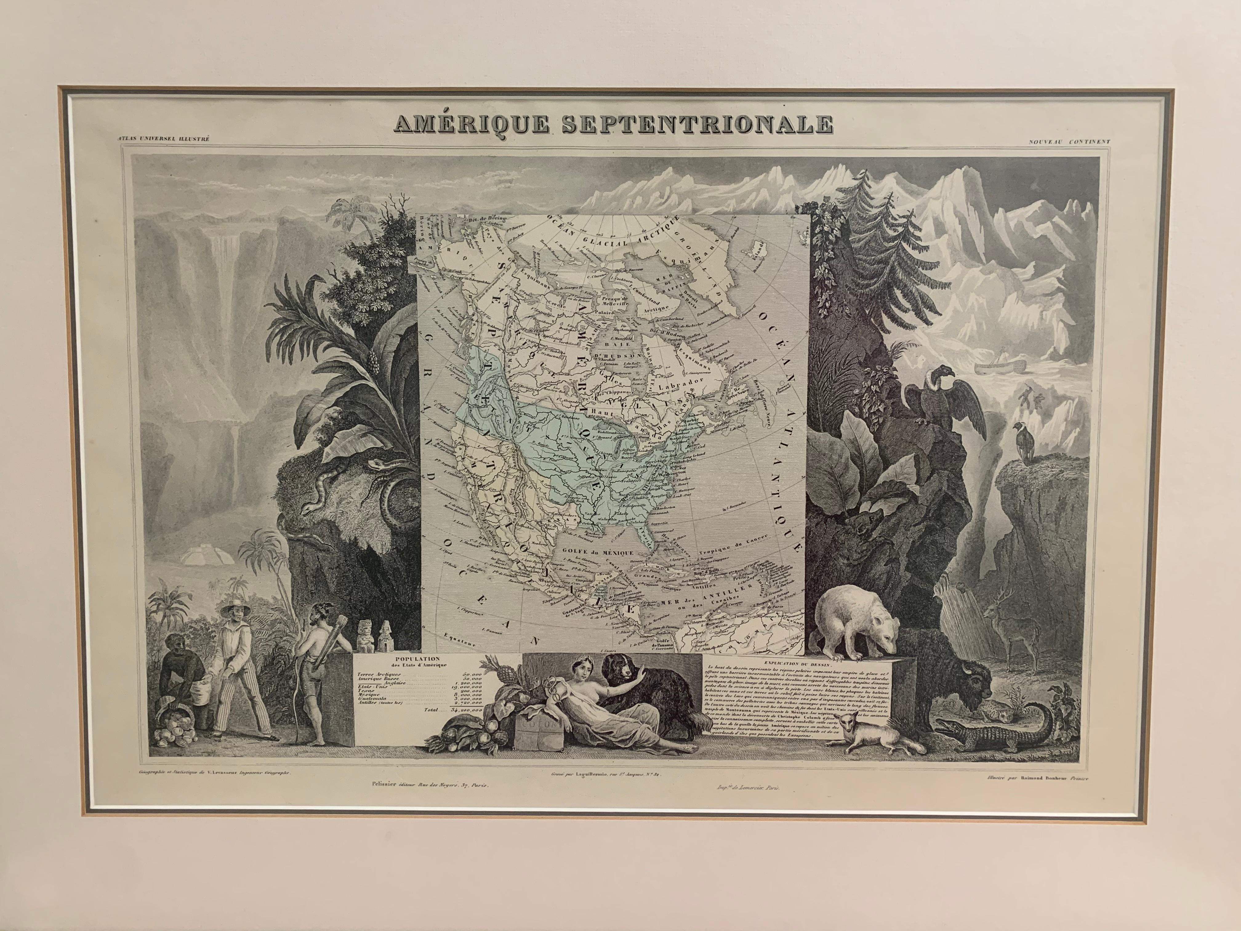 1847 Amerique Septentrionale Framed Map In Good Condition For Sale In Stamford, CT