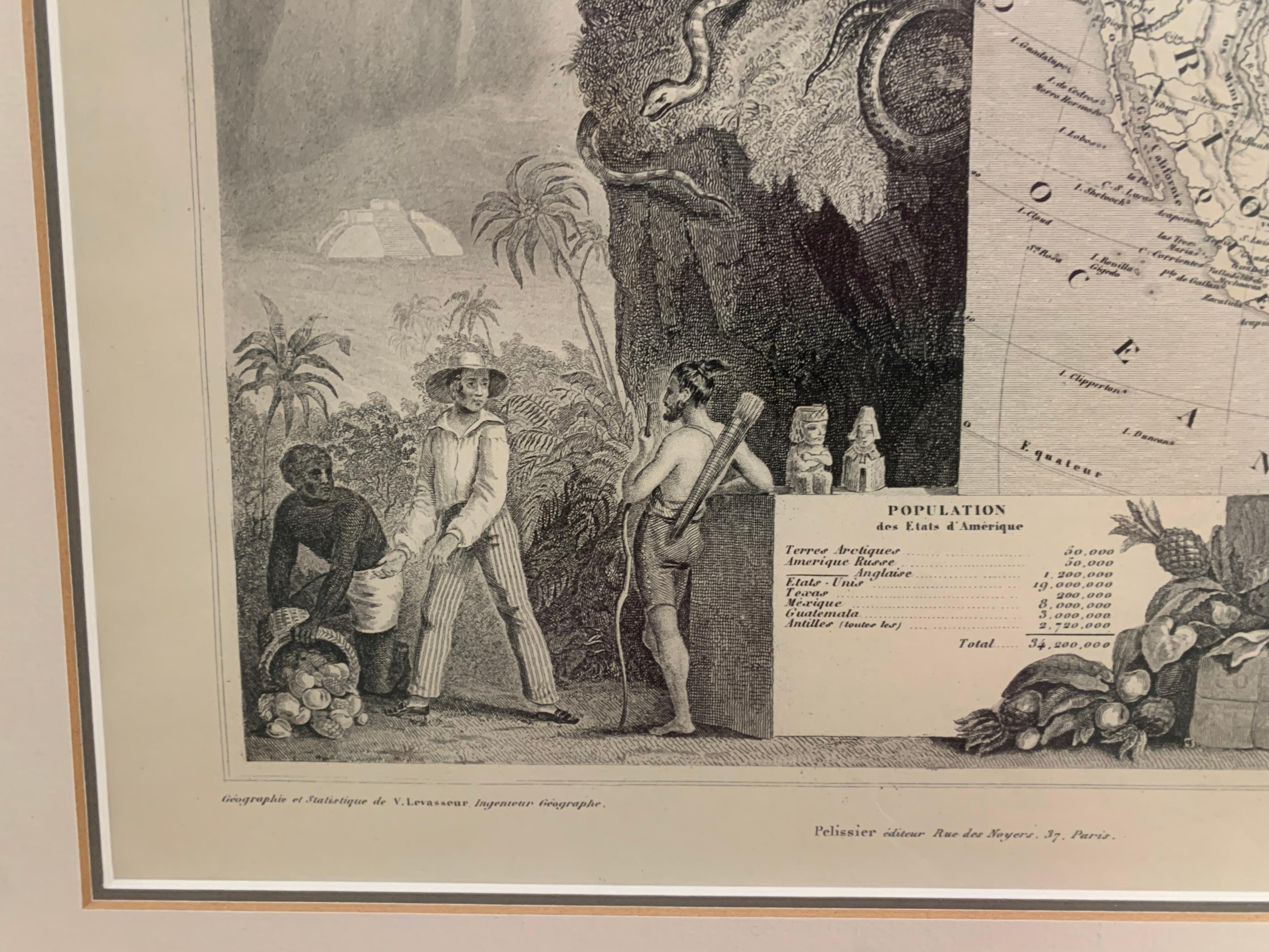 Mid-19th Century 1847 Amerique Septentrionale Framed Map For Sale