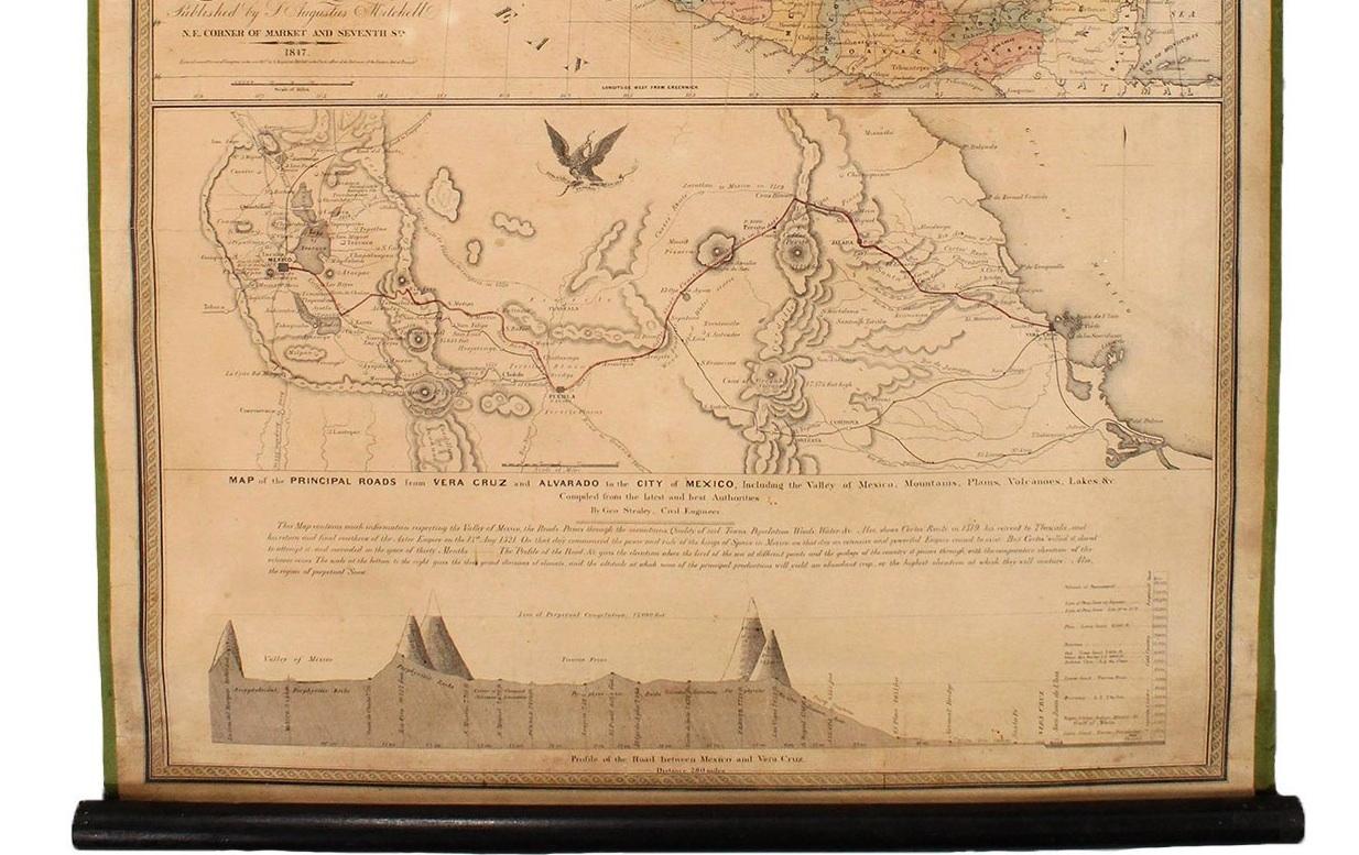 Antike Karte von Mexiko, Texas und Kalifornien aus dem Jahr 1847 von Samuel Augustus Mitchell (amerikanisch) im Angebot