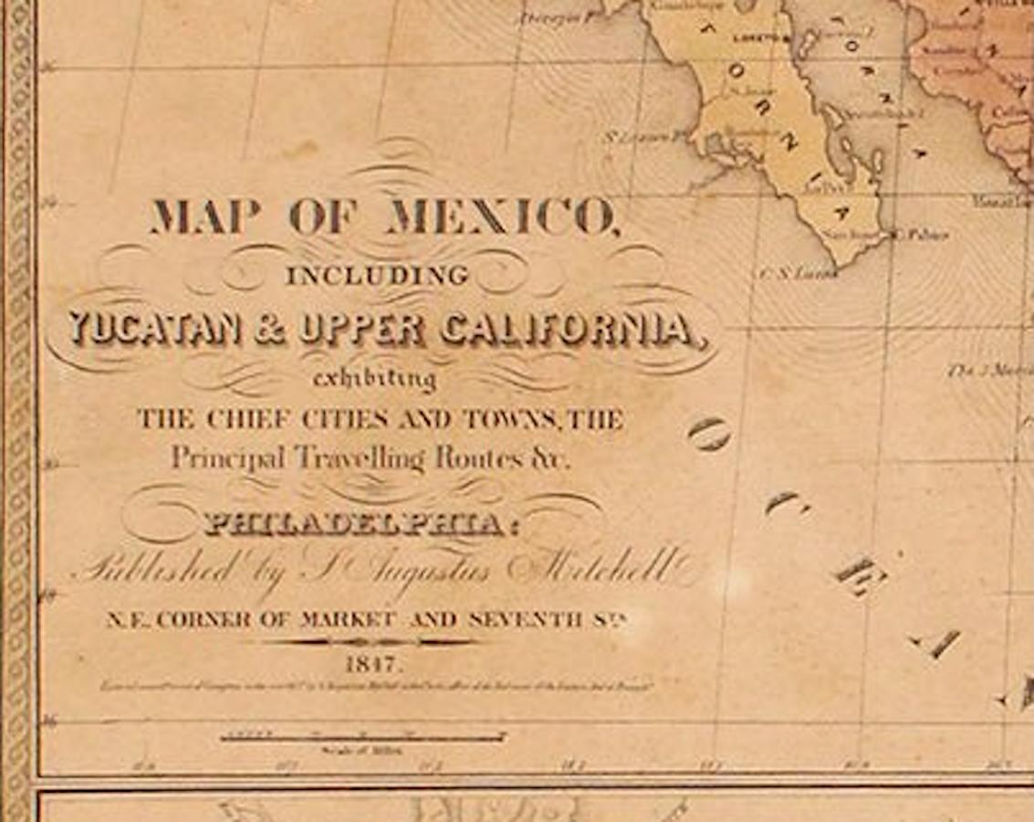 Américain Carte ancienne du Mexique, du Texas et de la Californie par Samuel Augustus Mitchell, 1847 en vente