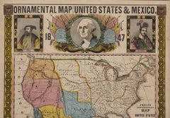 1847 Ornamental Map of the United States & Mexico by H. Phelps