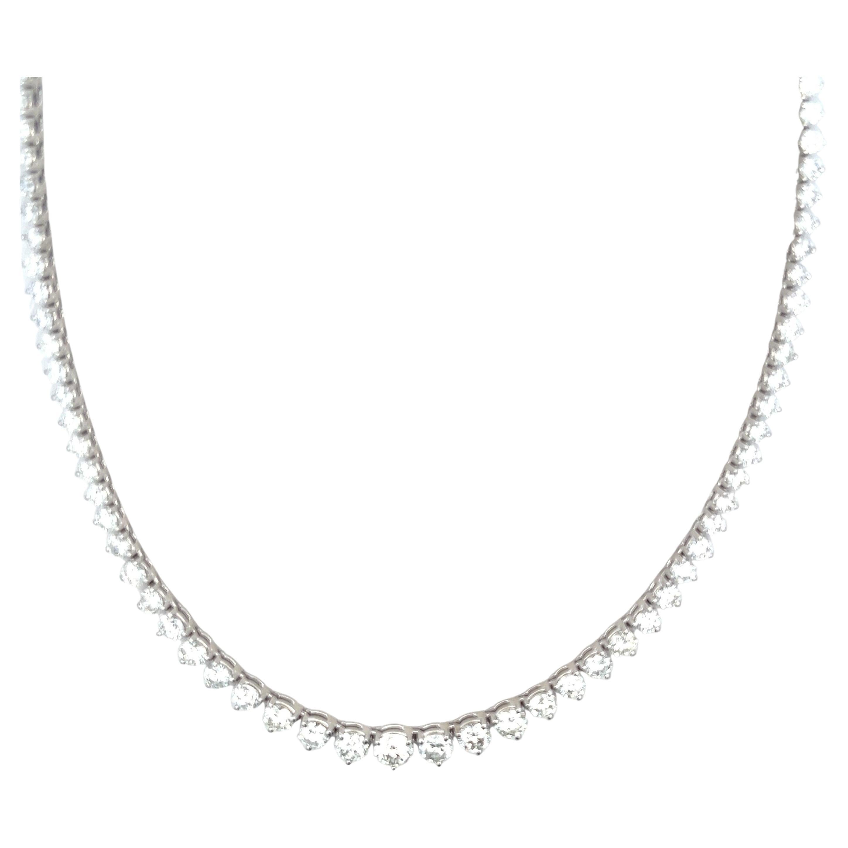 18.47 Carat Round Brilliant Diamond 18 Karat White Gold Riviera Tennis Necklace
