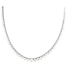 18.47 Carat Round Brilliant Diamond 18 Karat White Gold Riviera Tennis Necklace