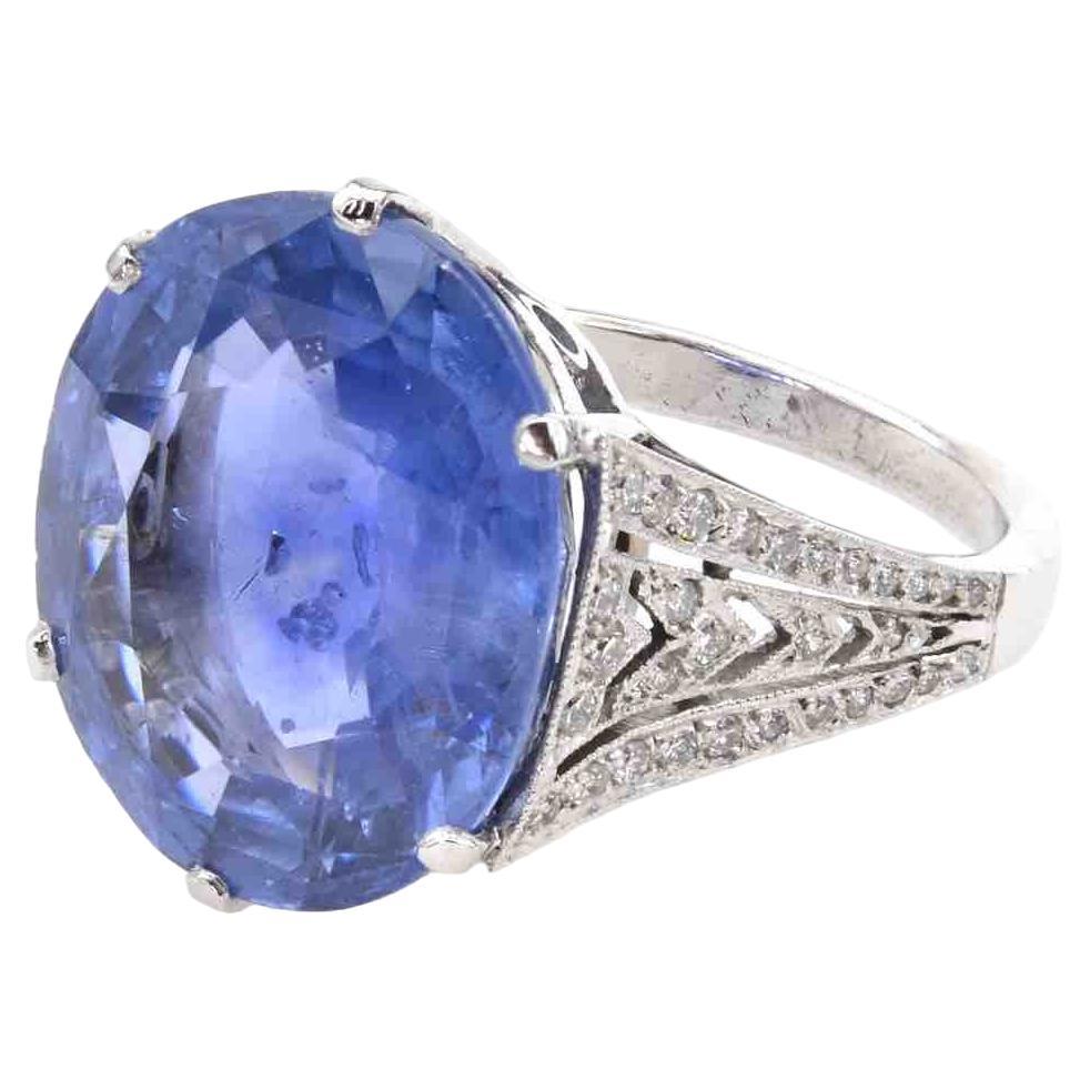 18.47 Carats Ceylon Sapphire Ring in Platinum For Sale