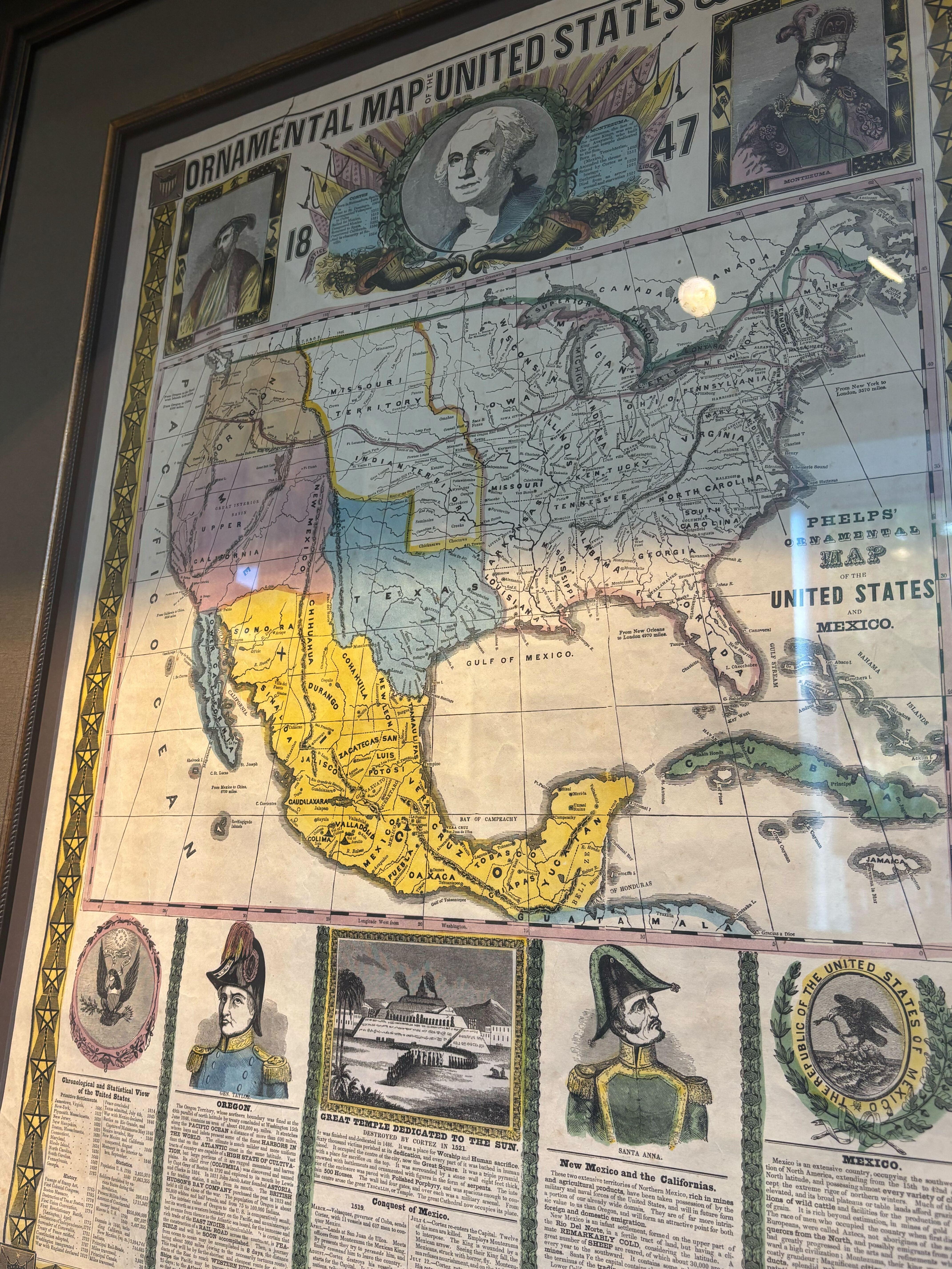Ornamental Map of the United States & Mexico aus dem Jahr 1847 von H. Phelps im Angebot 3