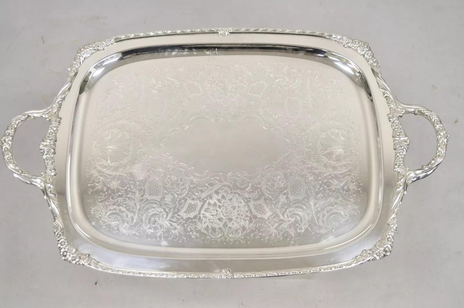 1847 Rogers Bros. Heritage 9493 Bandeja grande con bandeja de servir bañada en plata en venta 4
