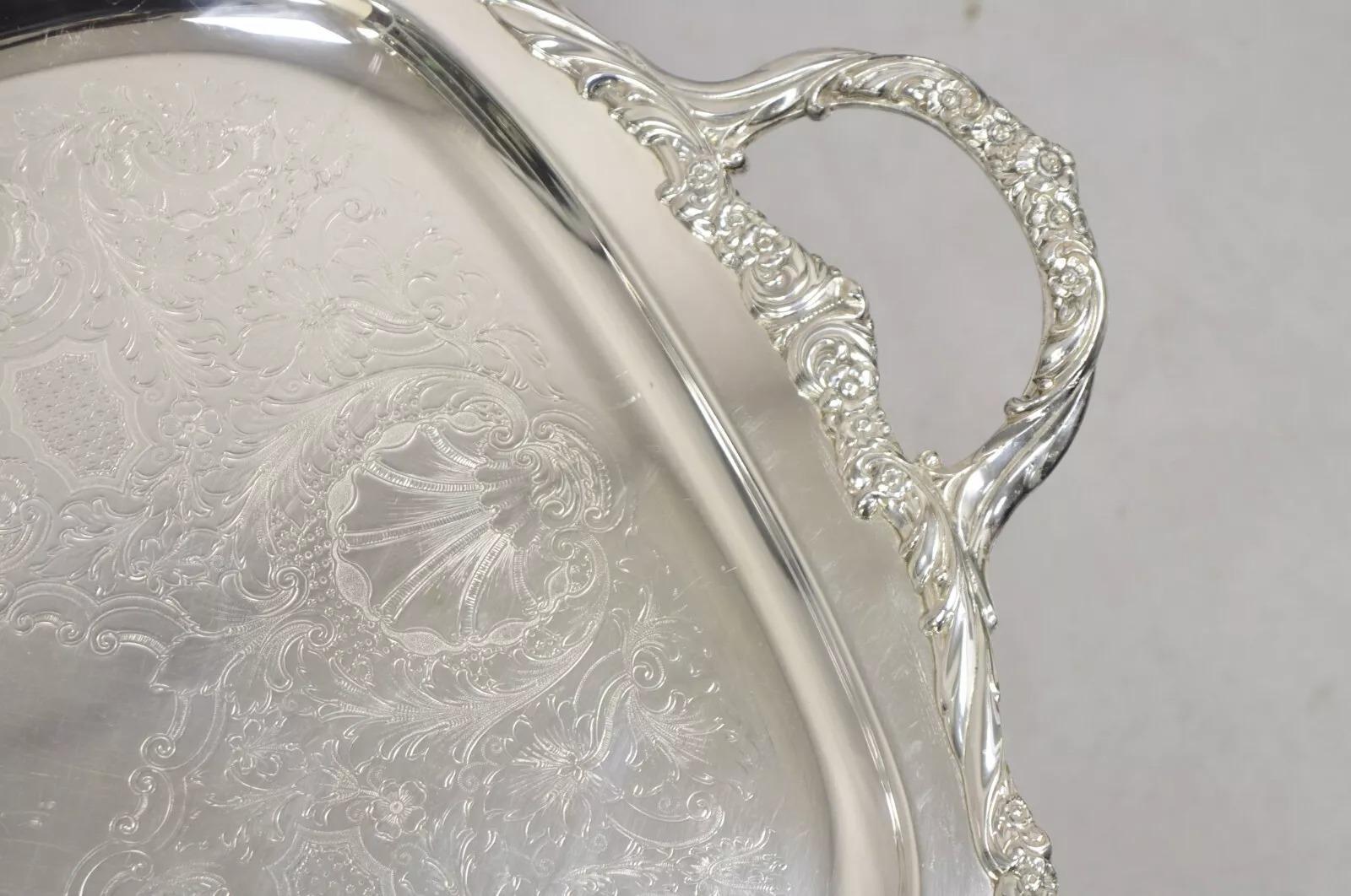 1847 Rogers Bros. Heritage 9493 Bandeja grande con bandeja de servir bañada en plata en venta 5
