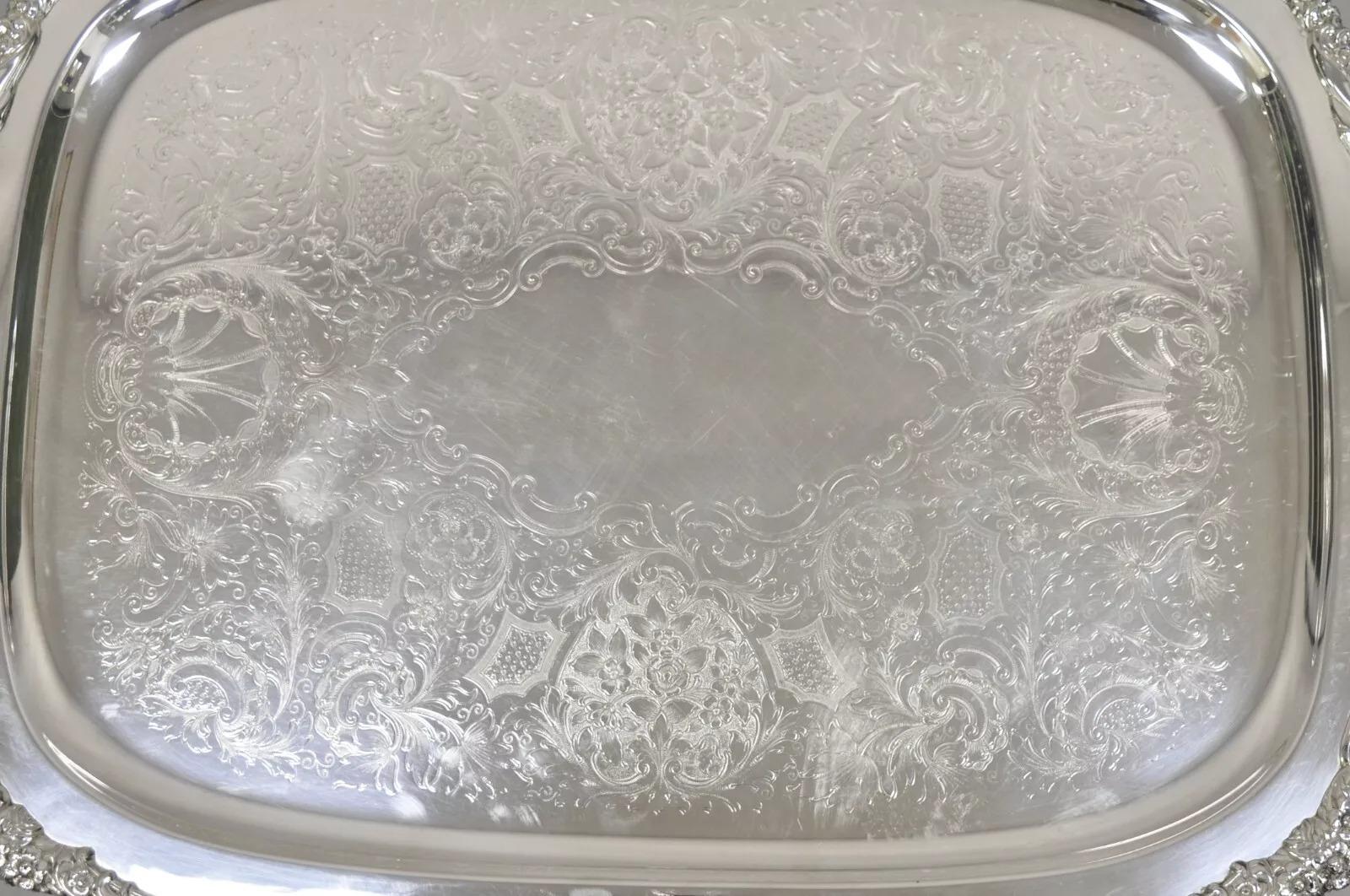 1847 Rogers Bros. Heritage 9493 Bandeja grande con bandeja de servir bañada en plata Desconocido en venta