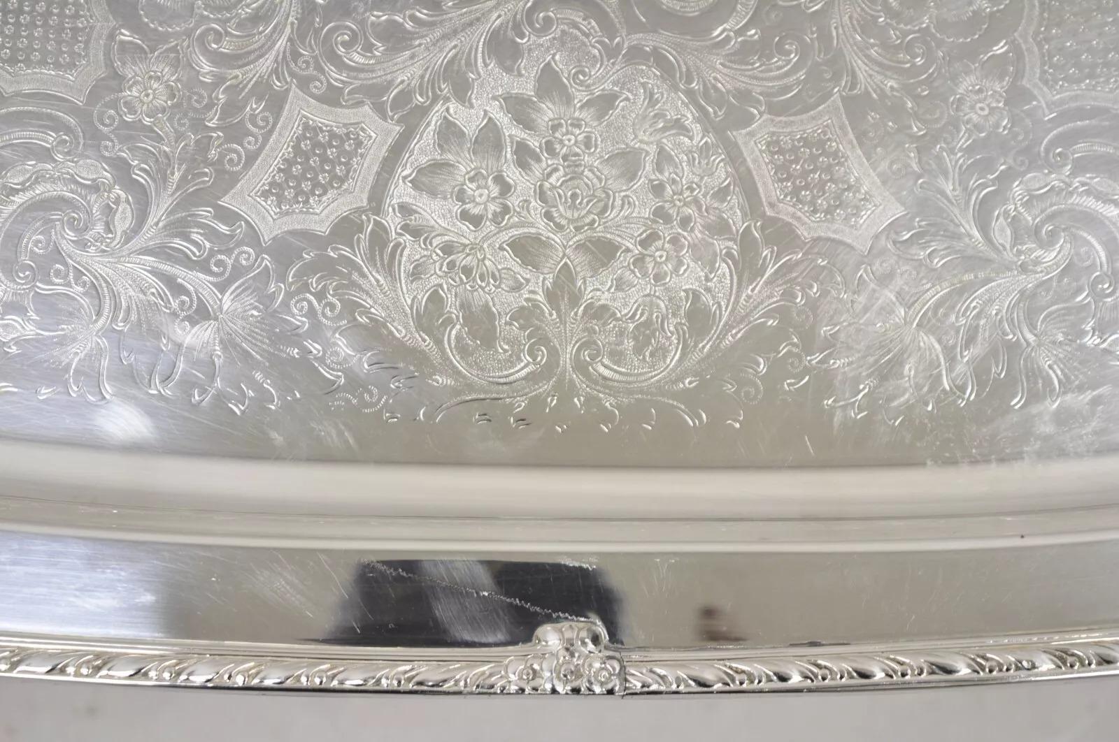 1847 Rogers Bros. Heritage 9493 Bandeja grande con bandeja de servir bañada en plata Chapado en plata en venta