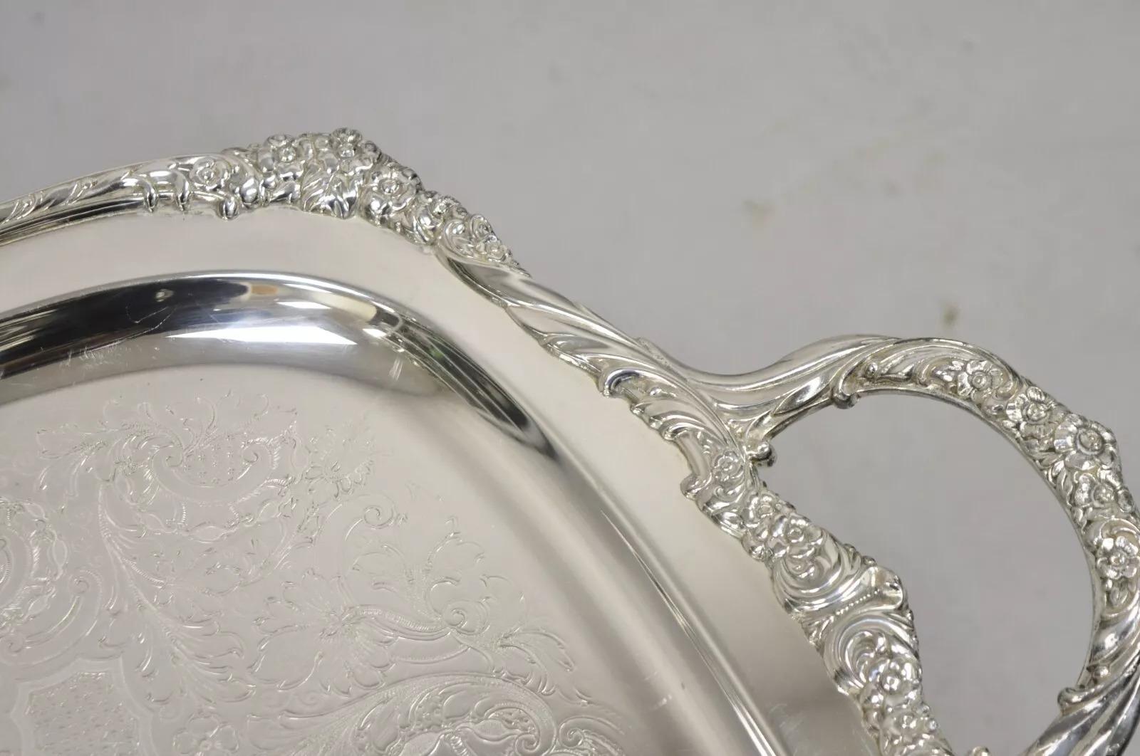 1847 Rogers Bros. Heritage 9493 Bandeja grande con bandeja de servir bañada en plata en venta 1