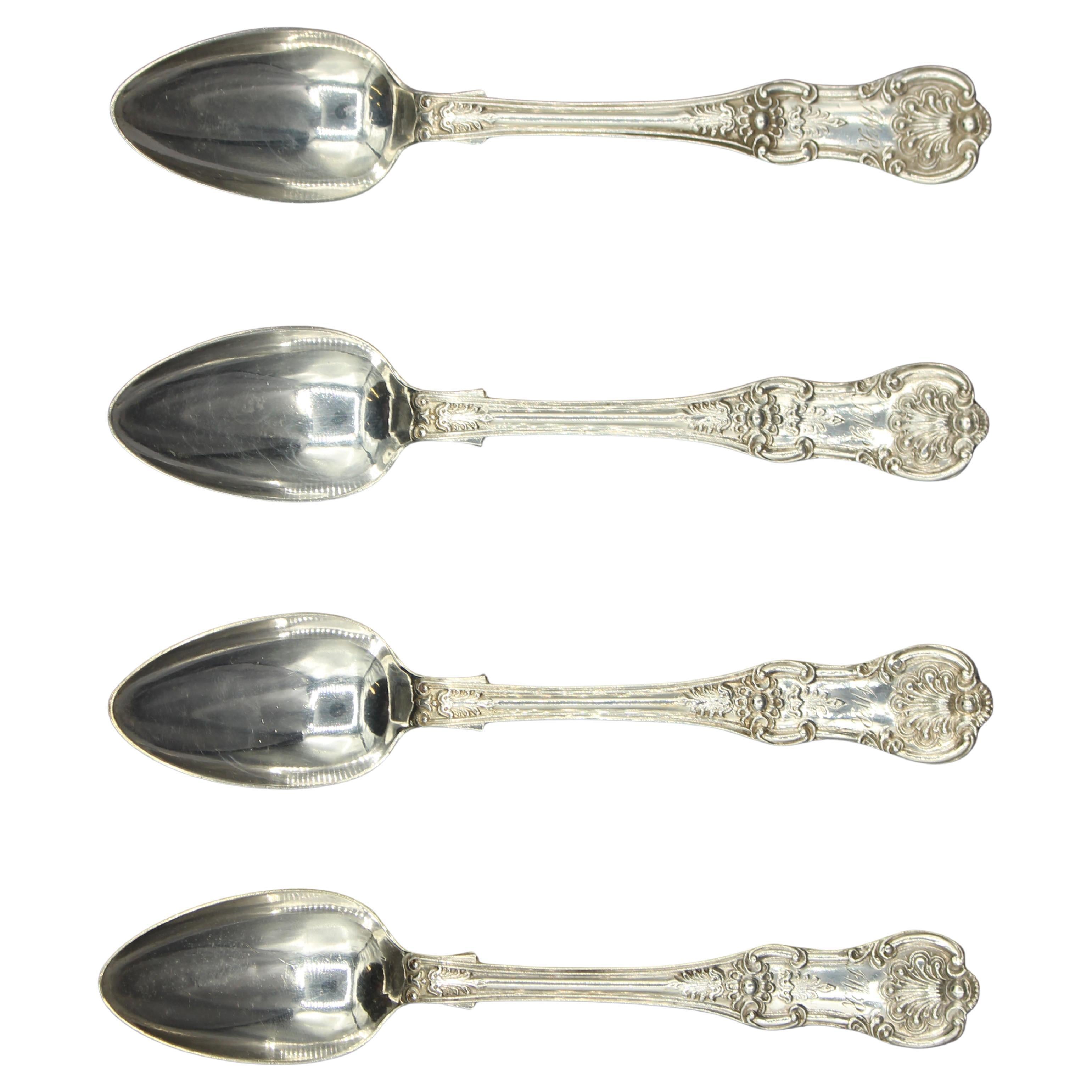 1847 Scottish Set of 4 King's Pattern Sterling Teaspoons by John Murray Jr. For Sale