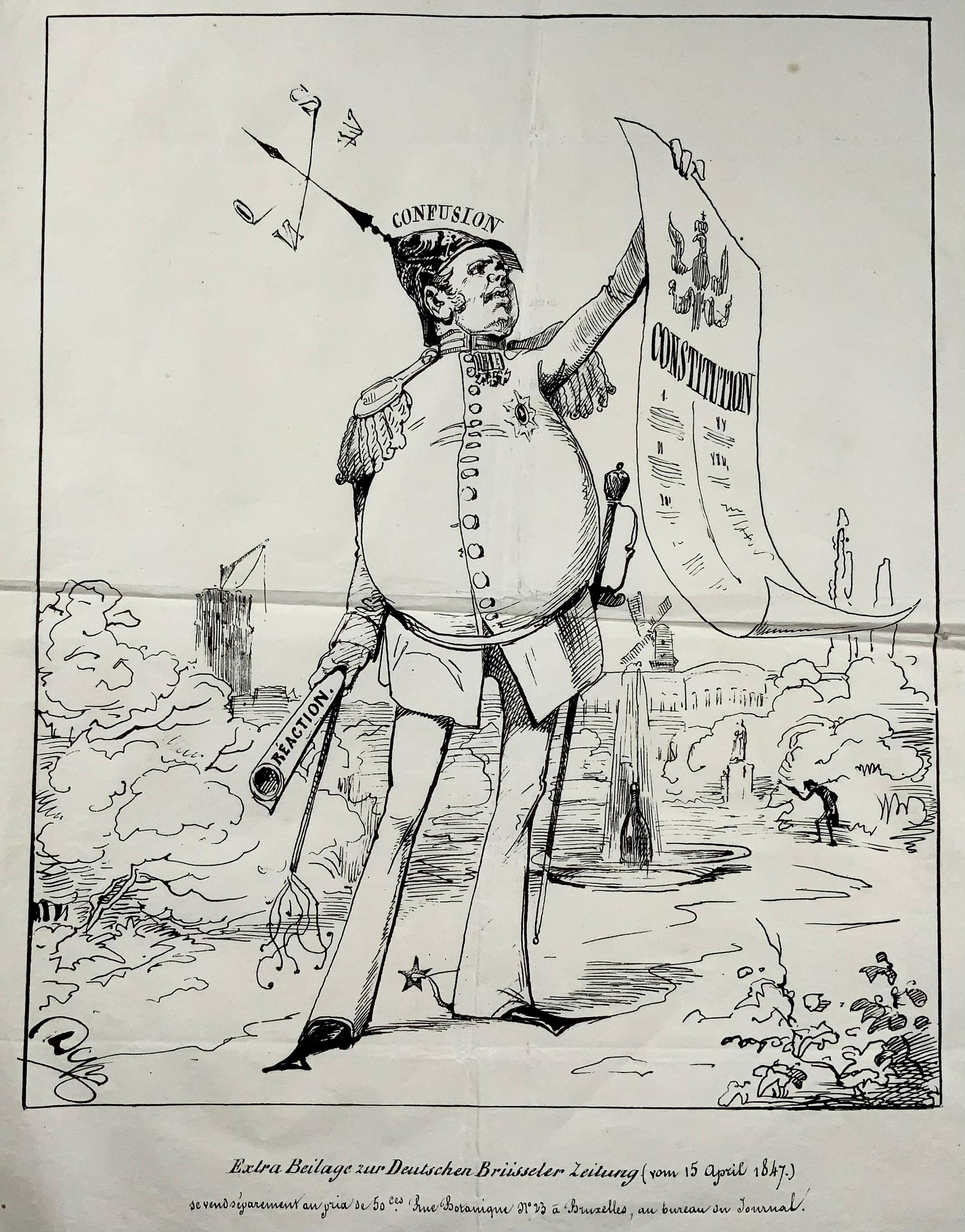 1847 Socialista, satirico, Costituzione del Belgio In condizioni buone in vendita a Norwich, GB