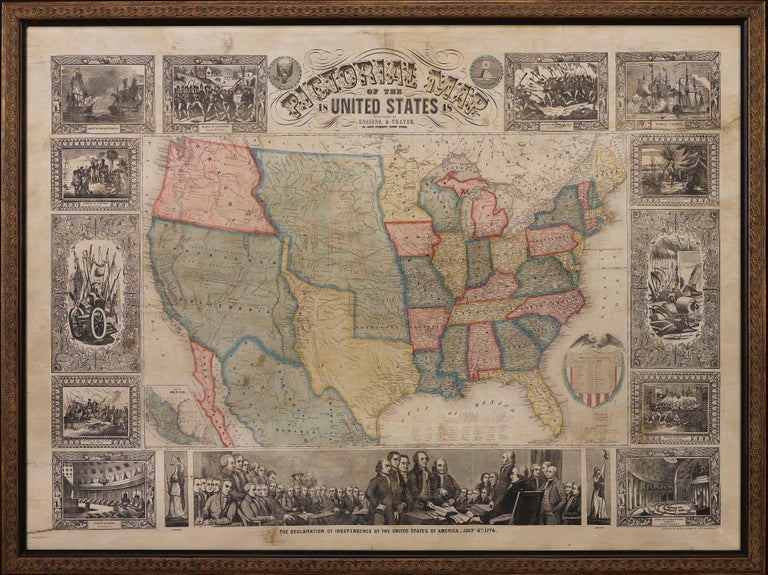 1848 "Pictorial Map of the United States" by Ensign and Thayer at 1stDibs