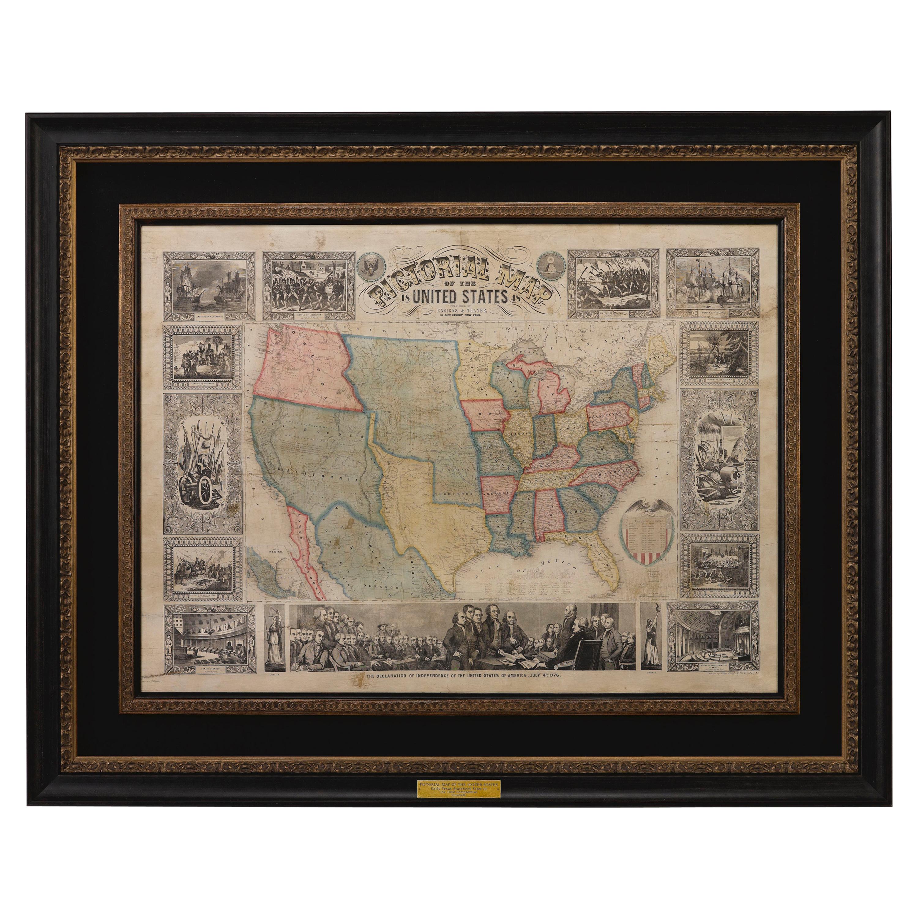 1848 "Pictorial Map of the United States" by Ensign & Thayer