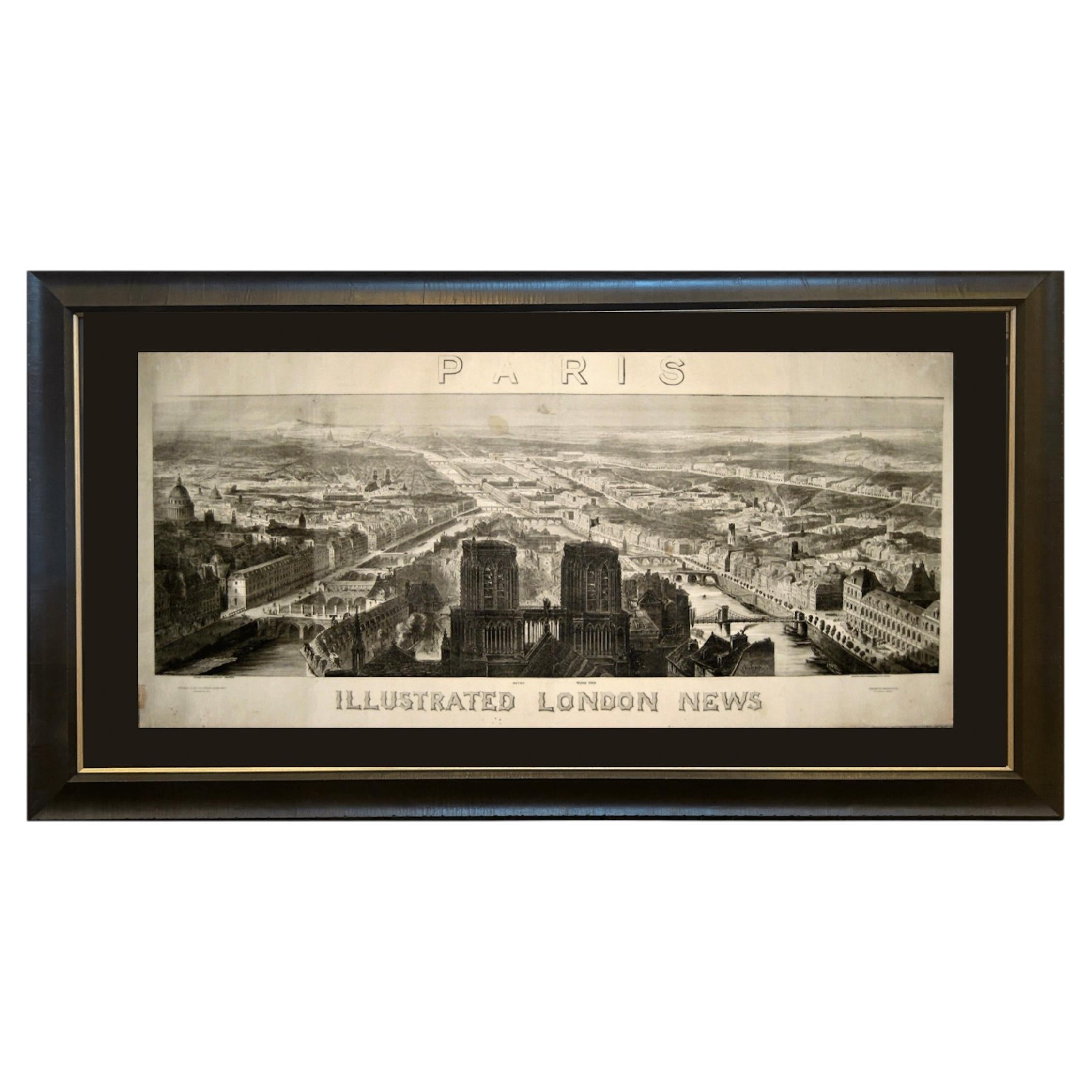 1848 "Paris" Bird's Eye View, Published by the Illustrated London News For Sale