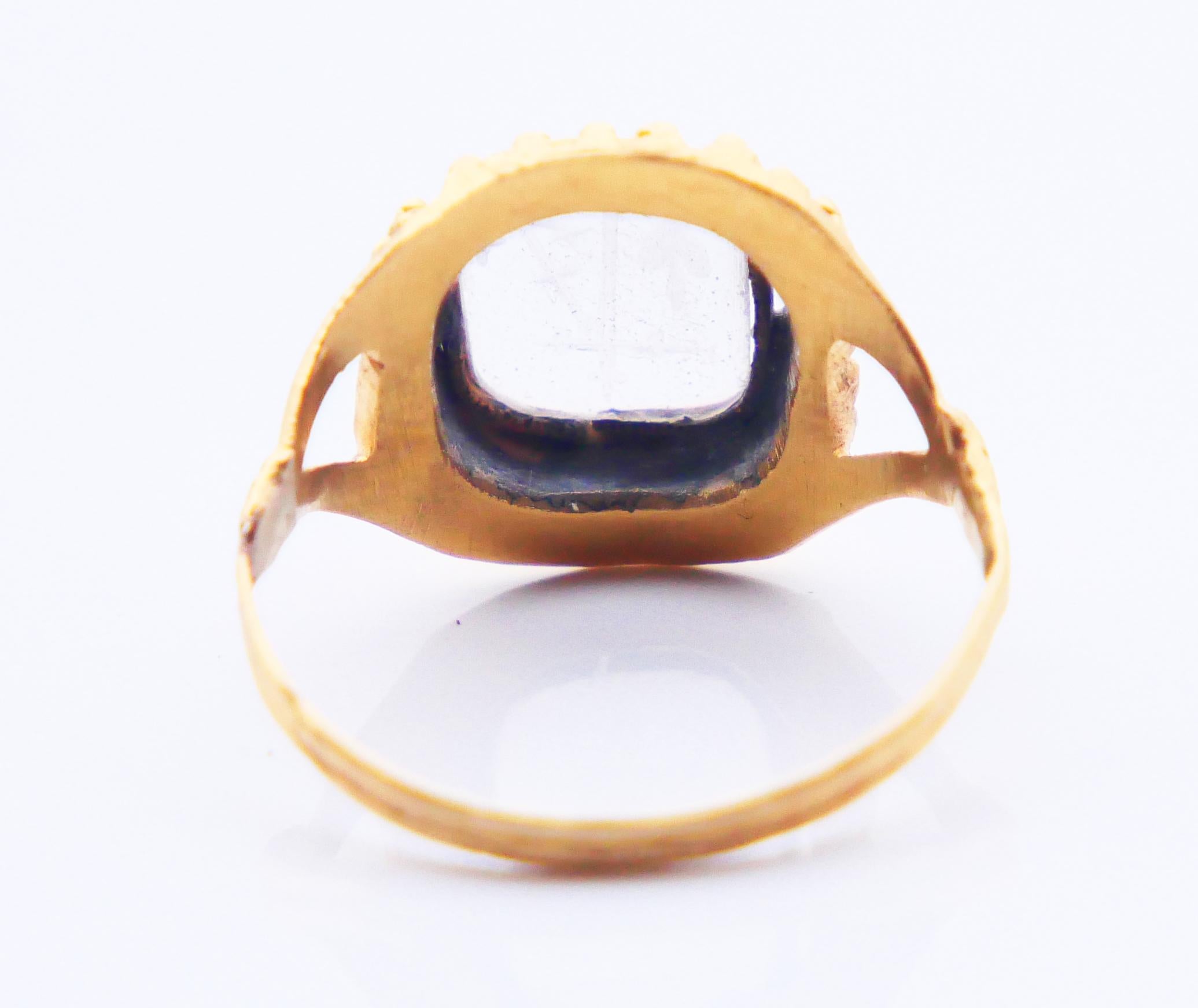 1848 Ring Signet Intaglio Faith Love Hope Glass 18K Gold US4.5 / 2.35 gr For Sale 7