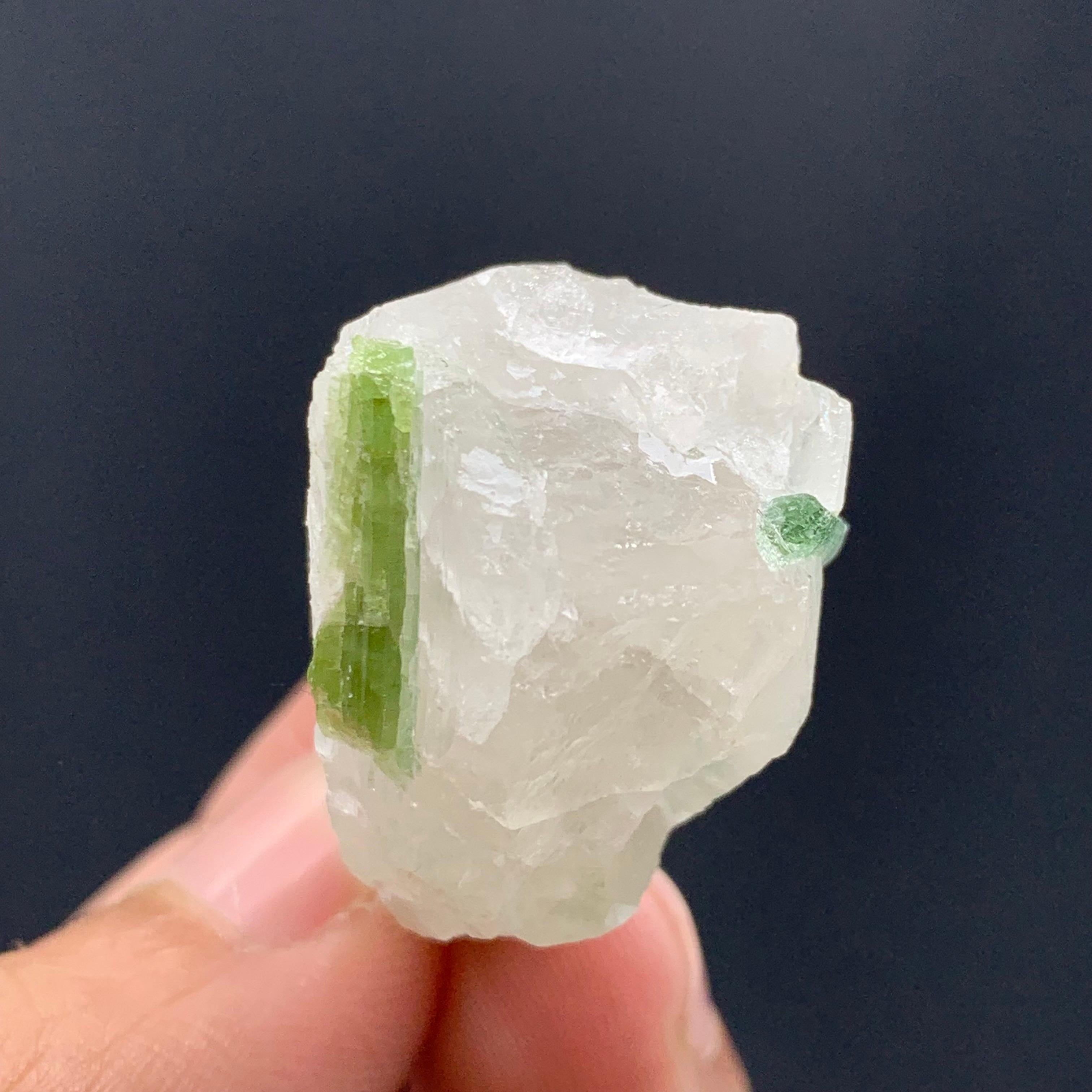 18.49 Gram Beautiful Tourmaline Crystals Attached With Quartz From Afghanistan  In Good Condition For Sale In Peshawar, PK