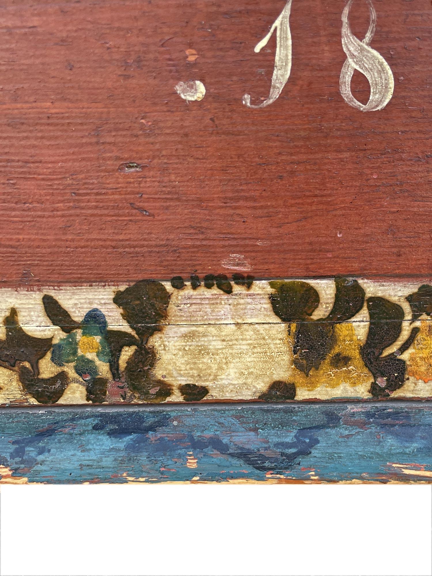 1849 Red Floral Painted Alpine Blanket Chest 7