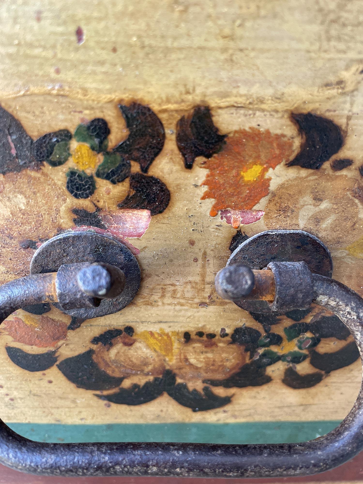 1849 Red Floral Painted Alpine Blanket Chest 9