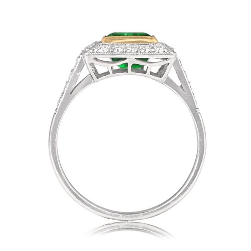 1.84ct Emerald Cut Natural Emerald Engagement Ring, 18k Yellow Gold In Excellent Condition For Sale In New York, NY