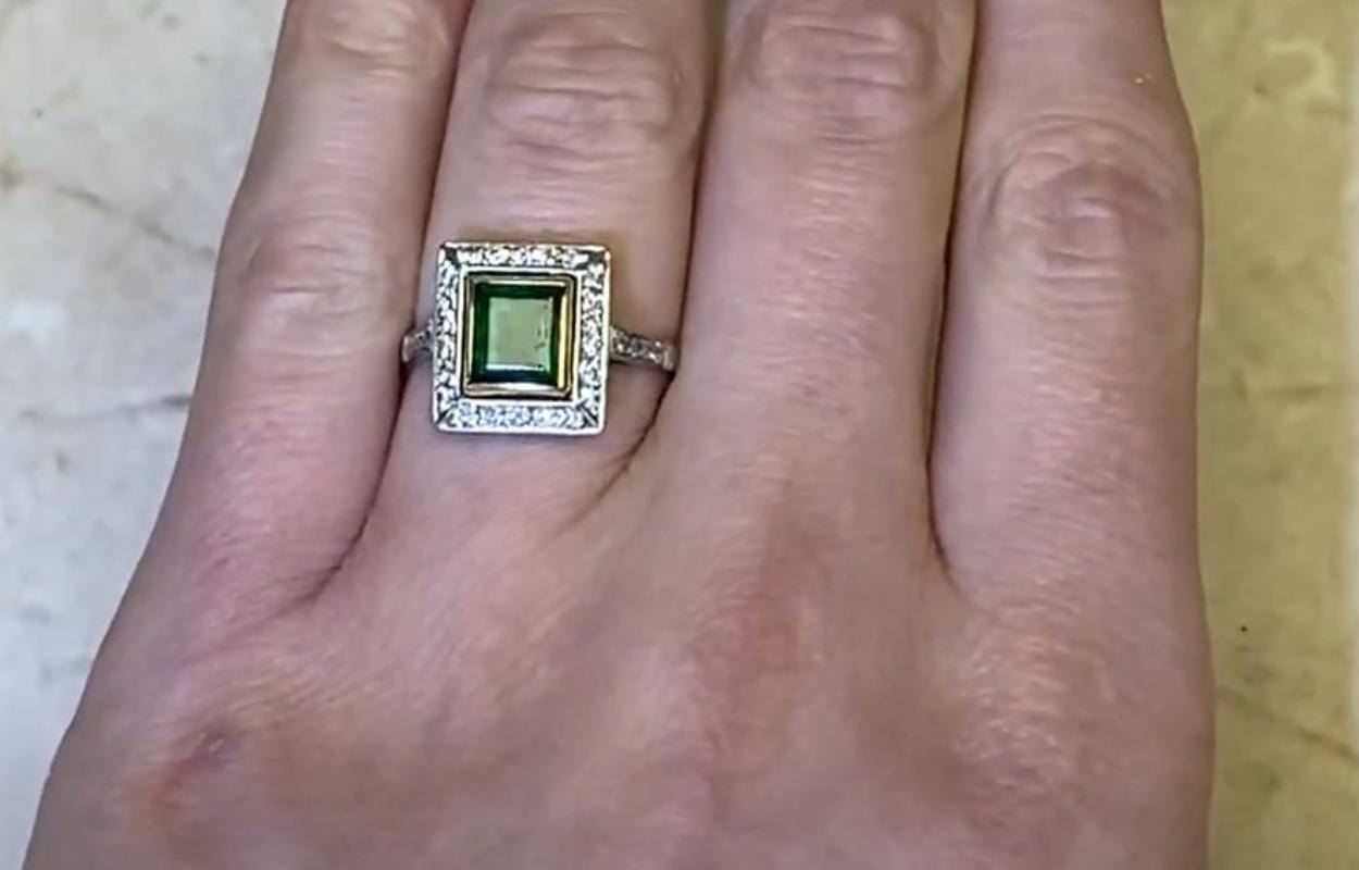 Women's 1.84ct Emerald Cut Natural Emerald Engagement Ring, 18k Yellow Gold For Sale