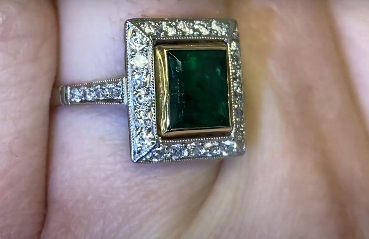 1.84ct Emerald Cut Natural Emerald Engagement Ring, 18k Yellow Gold For Sale 1