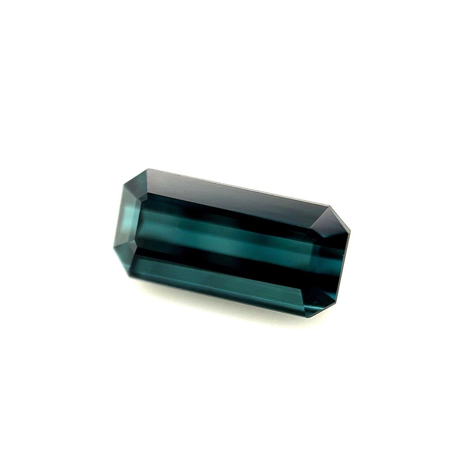 1.84ct Indicolite Blue Tourmaline Emerald Cut Rare Loose Gemstone 9.9x4.8mm VVS

Natural Vivid Indicolite Blue Tourmaline Gemstone.
1.84 Carat with a beautiful deep green blue colour and excellent clarity. Also has an excellent octagon/emerald cut