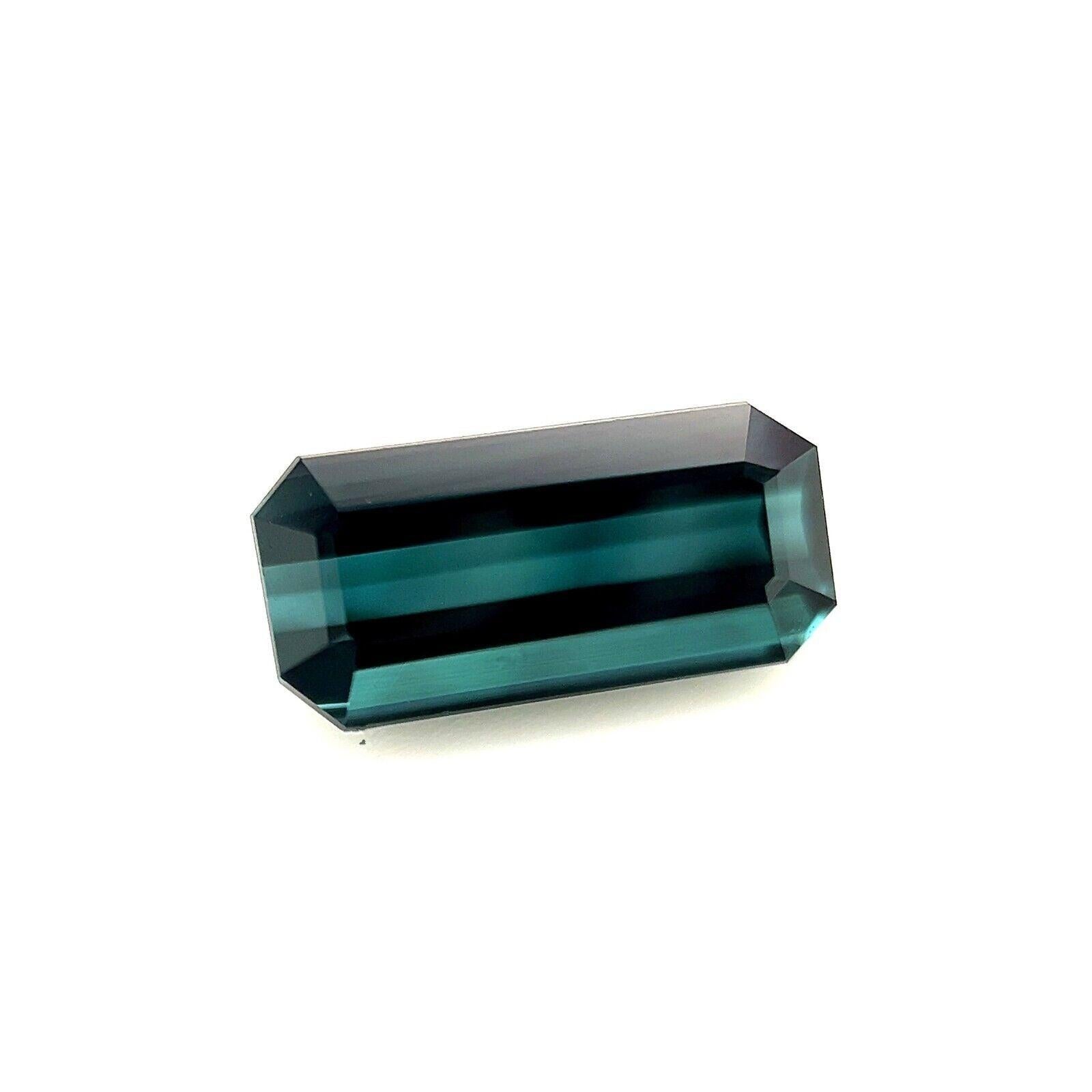 Women's or Men's 1.84ct Indicolite Blue Tourmaline Emerald Cut Rare Loose Gemstone 9.9x4.8mm VVS