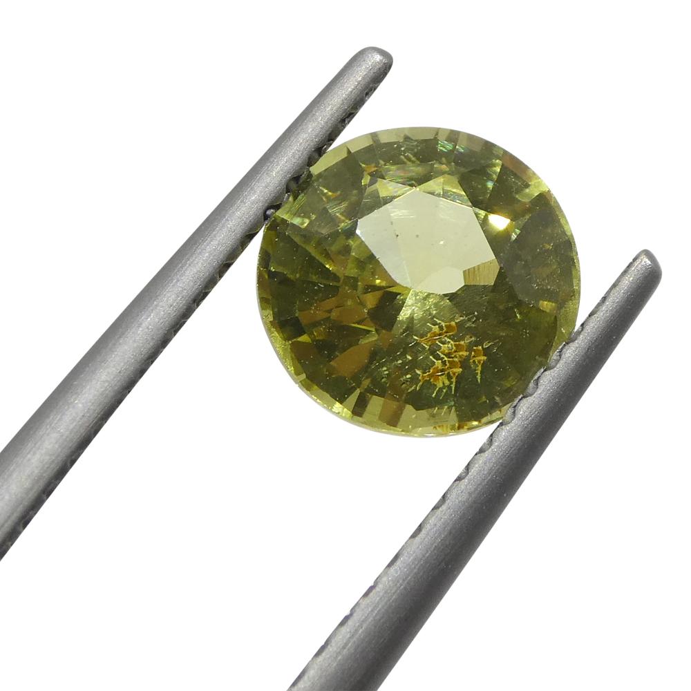 Brilliant Cut 1.84ct Round Green-Yellow Chrysoberyl from Brazil For Sale