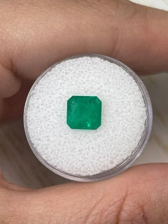 1.84ct Square Green Colombian Emerald 8x8mm Asscher Cut Genuine May Birthstone