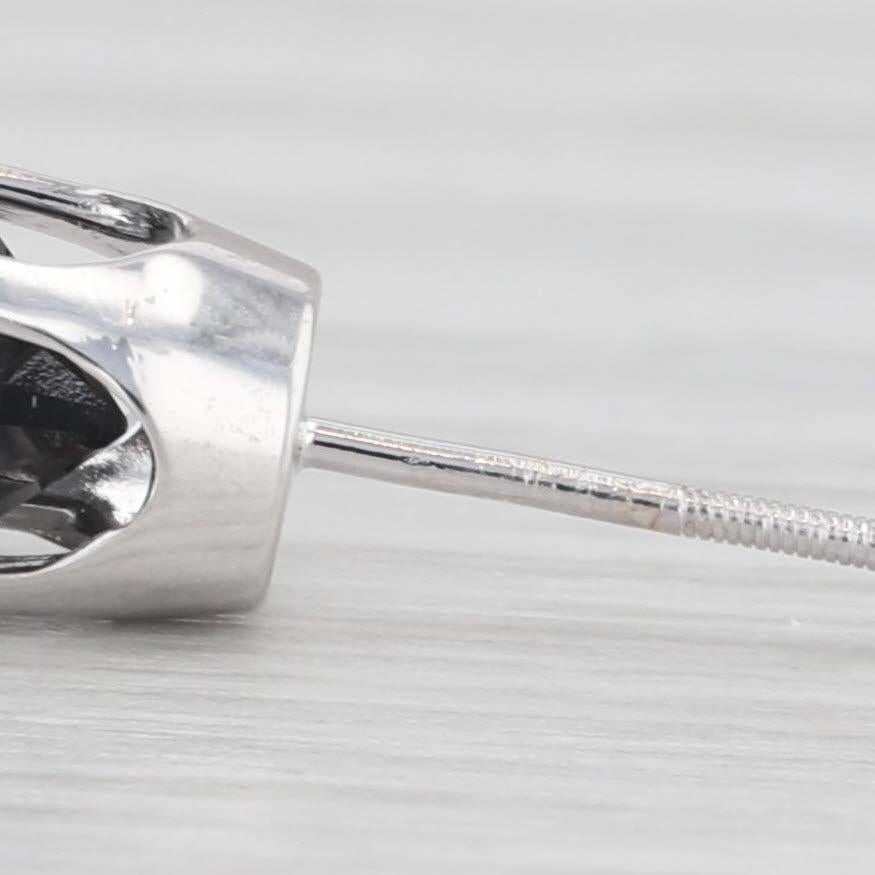1.84ctw Black Diamond Stud Earrings 14k White Gold Round Solitaire Studs In Good Condition For Sale In McLeansville, NC