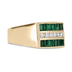 1.84tcw 14K Emerald & Diamond Men's Ring