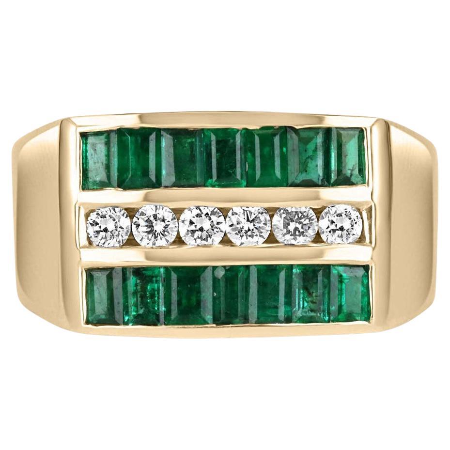1.84tcw 14K Emerald & Diamond Men's Ring