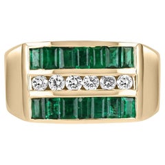 1.84tcw 14K Emerald & Diamond Men's Ring