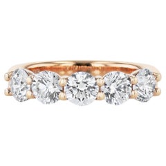 1.85 Carat 5 Stone Diamond Rose Gold Anniversary Band Ring GIA Certified