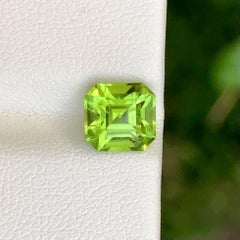 1.85 Carat Apple Green Peridot Stone Asscher Cut Natural Pakistani Gemstone