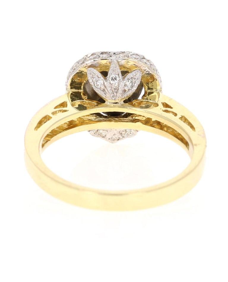 Heart Cut 1.85 Carat Black and White Diamond 14 Karat Yellow Gold Ring For Sale