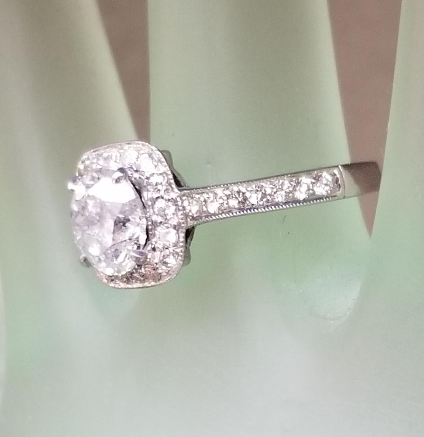 1.85 Carat Brilliant Cut Diamond Halo For Sale 1