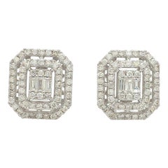 Clous d'oreilles en or blanc 10 carats avec diamants de 1,85 carat