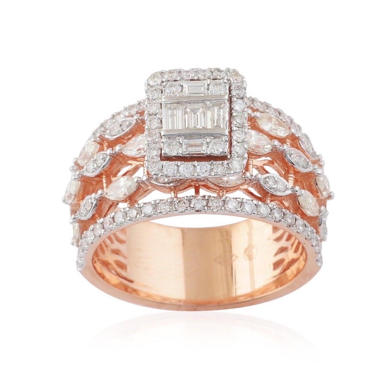 For Sale:  1.85 Carat Diamond 18 Karat Rose Gold Ring 2