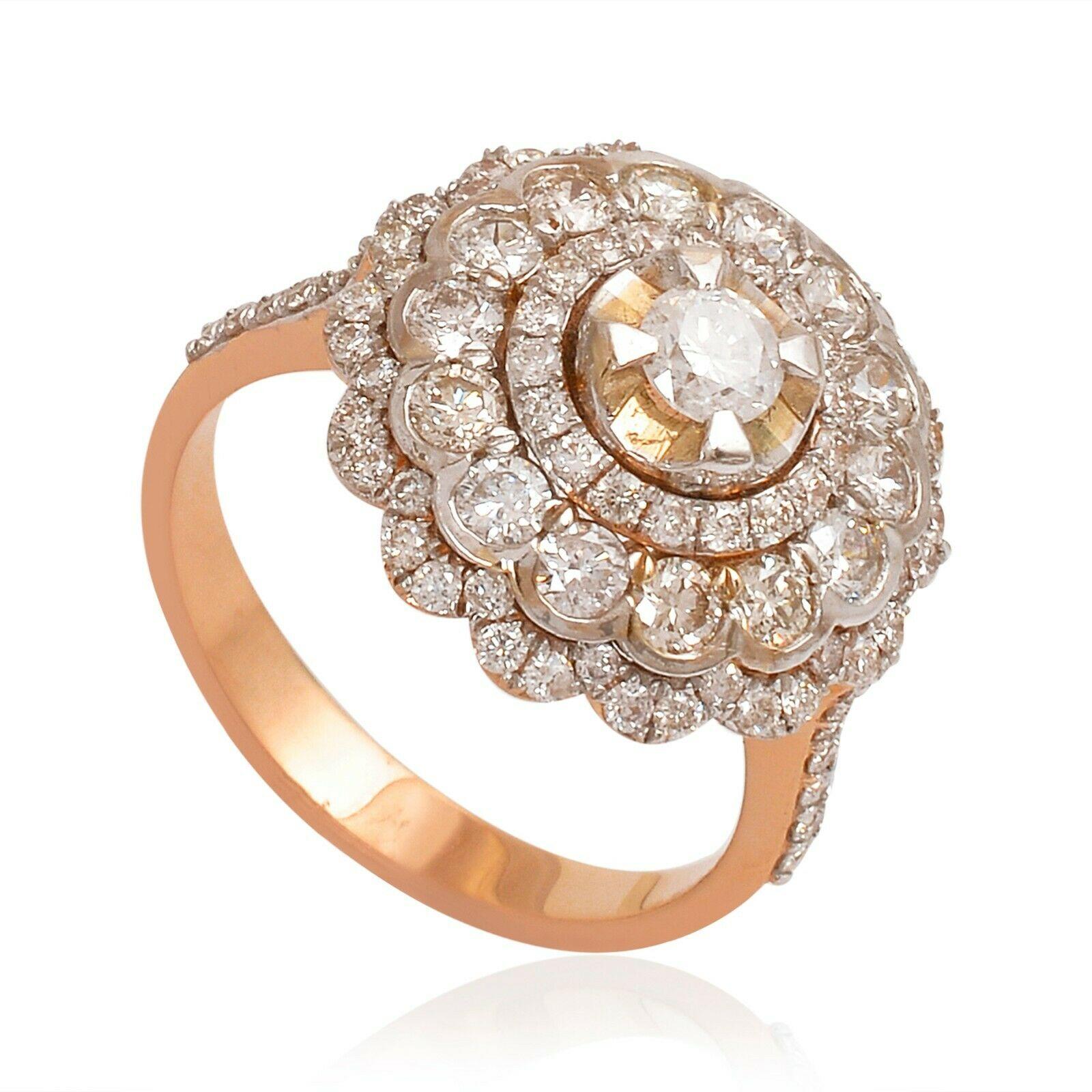 Im Angebot: 1,85 Karat Diamant Antiker Stil 18 Karat Roségold Ring () 3