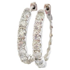 1.85 Carat Diamond Hoops Earrings 14 Karat White Gold