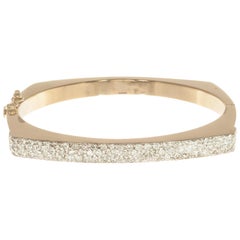 1.85 Carat Diamond Two-Tone Gold Bangle Bracelet