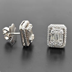 1.85 Carat Diamond White Gold Earrings