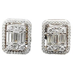 1.85 Carat Diamond White Gold Earrings