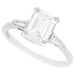 1.85 Carat Emerald Cut Diamond Solitaire Engagement Ring in Platinum