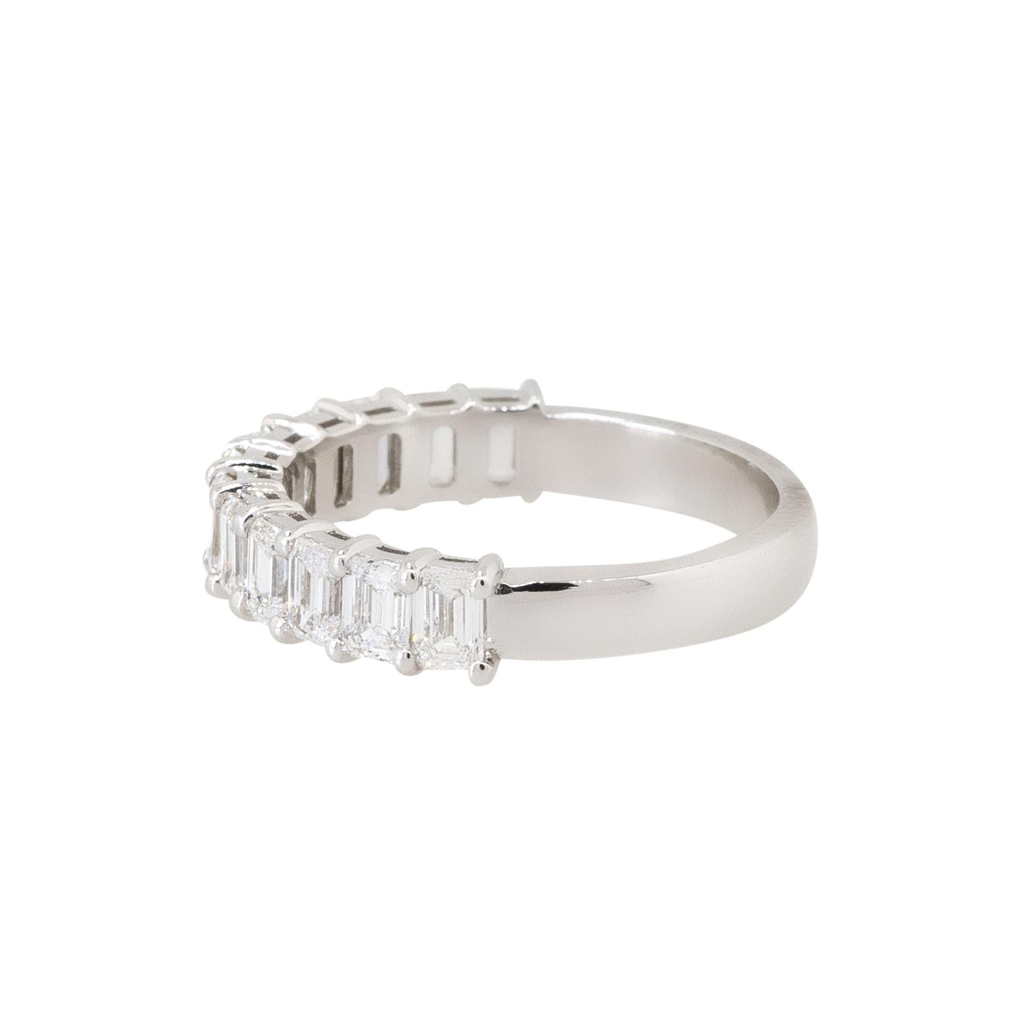 Women's 1.85 Carat Emerald Cut Halfway Eternity Band 14 Karat In Stock For Sale